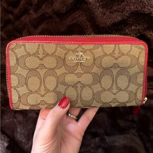 Coach Tan and Red Women's Wallet